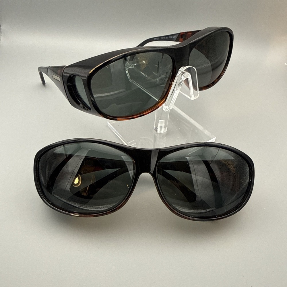 2 pairs Authentic Polar Optics Unisex Fits Over Sunglasses Black/Tortoise SR1222